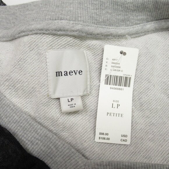 Anthropologie Maeve V-Neck Coquette Bow Sweater Light Grey Large Petite LP - Picture 9 of 9